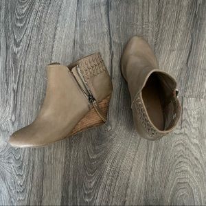 REPORT Footwear | Greer Wedge Booties beige tan faux leather